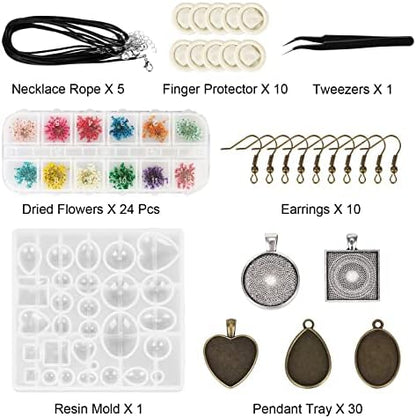 58Pcs Resin Jewelry Molds 5 Styles Pendant Trays Resin Jewelry Making Kit - Image 2