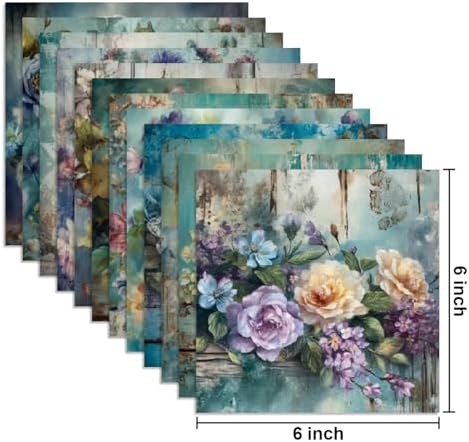 24 Sheets Multicolor Floral Patterned Craft Paper, 6" x 6" Square Coated Paper for DIY Card Making, Scrapbook, Gift Decorations - Image 2