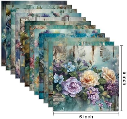 24 Sheets Multicolor Floral Patterned Craft Paper, 6" x 6" Square Coated Paper for DIY Card Making, Scrapbook, Gift Decorations - Image 2