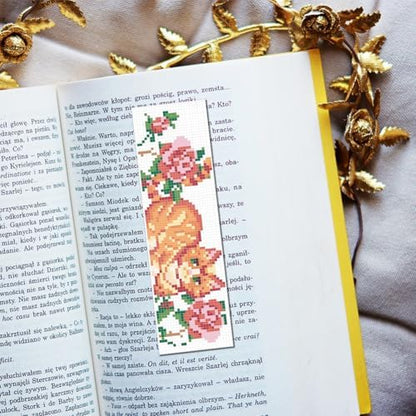 FREEBLOSS 6 Set Cat Cross Stitch Bookmark Kits Rose Pattern Stamped Cross Stitch Kit DIY Embroidery Kit Bookmark Craft Kit with Instructions for Beginners 6x20cm - Image 5