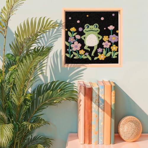 DOODLREAM Dancing Frog Punch Needle Kit for Beginner 9.4"x 9.4" - Image 6