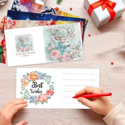 LSQFS DDGYP 6Pcs Christmas Diamond Painting Paper Cards Kit with Envelopes - Image 6