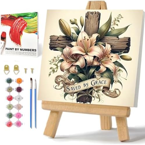 Cross Paint by Numbers Kit for Adults Beginner, Paint by Numbers 10x10 Inch by hkejoi