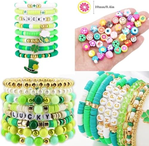 BBita St.Patrick's Day Polymer Clay Beads Bracelet Making kit, 3480pcs 24 Style Cute Fun Beads Charms for Jewelry Necklace Earring Making DIY Accessories for Women Girls - Image 3