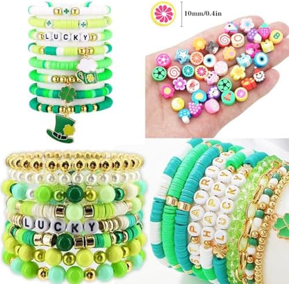 BBita St.Patrick's Day Polymer Clay Beads Bracelet Making kit, 3480pcs 24 Style Cute Fun Beads Charms for Jewelry Necklace Earring Making DIY Accessories for Women Girls - Image 3
