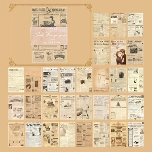 60 Sheets Junk Journal Ephemera Kit, 30 Unique Vintage Scrapbook Paper Patterns for Bullet Journal, Planner Supplies, 3x2 inch (80x50mm) Collage Material (Retro Style) by Gryast