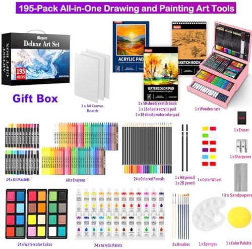 iBayam Pink Art Supplies, Color Drawing Sets, Teen Girl Gifts Trendy Stuff - Image 2
