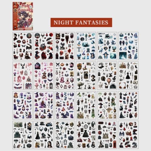 Gothic Sticker Book, Precut Halloween Washi Stickers for Journaling - Image 7