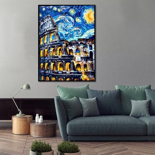 Paint by Numbers Kit for Adults Beginner, Landscape Paint by Numbers Colosseum, DIY Easy Acrylic Watercolor Oil Painting Kit with Brushes, Arts and Crafts for Adult for Home Decor 28x38 in U-99 - Image 2