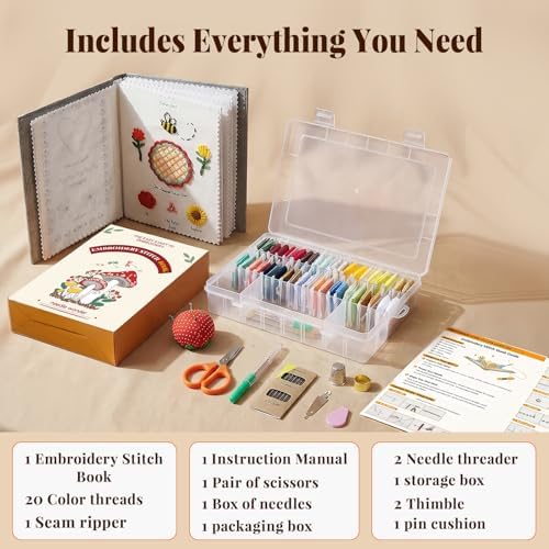 CYANFOUR 2026 New Embroidery Stitch Book Kit for Adults Beginners - Image 2