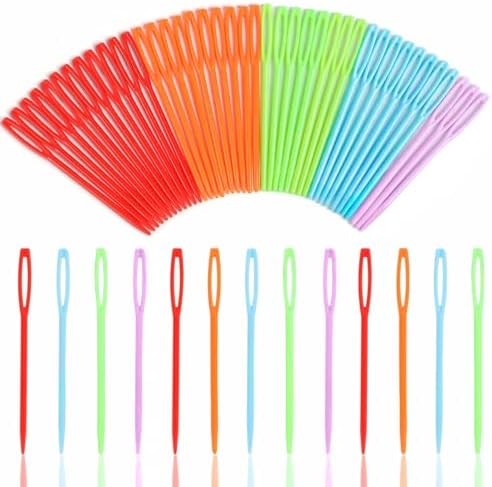 LoveInUSA 100PCS Yarn Needles for Kids & Beginners, 2.7inch Large Eye Plastic Knitting Sewing Needles for Crochet, Weaving, Tapestry, Christmas Craft Gifts, DIY Sewing Handmade Crafts by LoveInUsa