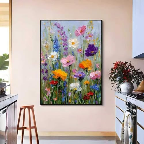 Wildflower Paint by Numbers Kit for Adults,Paint Canvas Wall Decor 16x20In - Image 3