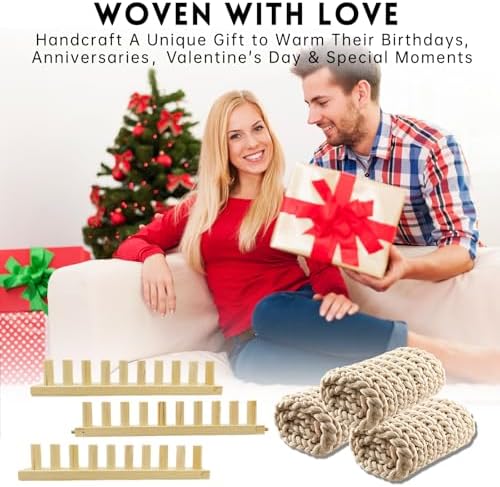 LARIAU Chunky Knitting Blankets Loom, Thick Yarn Knitting Loom for Beginners, 15" to 46" Long 3-in-1 Wooden Adjustable & Foldable & Portable Design DIY Machine, Birthday Gifts Knitting Lover Gift - Image 7