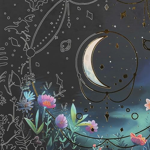 Brea Reese Scratch Art Paper Pad, Moonlight Garden 9x12in Adult Craft Kit - Image 6