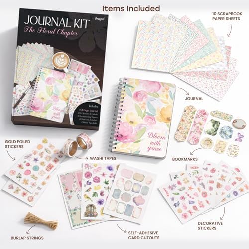 Unwynd Floral Chapter Journal Scrapbooking Starter Kit for Women Adult Teen - Image 3