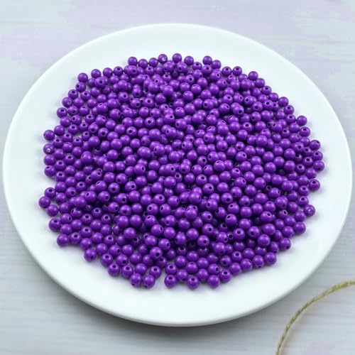700pcs Acrylic Round Beads for Crafts 6mm Resin Candy Color Spacer Beads with Hole for Jewelry Making Sewing Crafts Decoration Necklaces Bracelets Earrings Supplies(Dark Purple) - Image 2