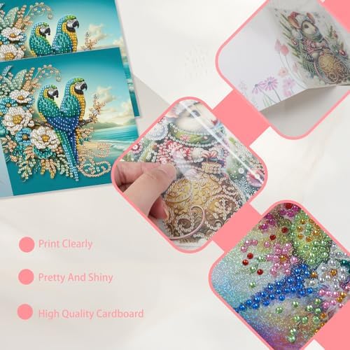 JISHSHAY 6 PCS Bird Butterfly Diamond Painting Greeting Cards Good Morning Diamond Art Birthday Cards with Envelopes Gem Art Gem Painting Mosaic Kits for Adults for Thanksgiving Anniversary Valentine - Image 5