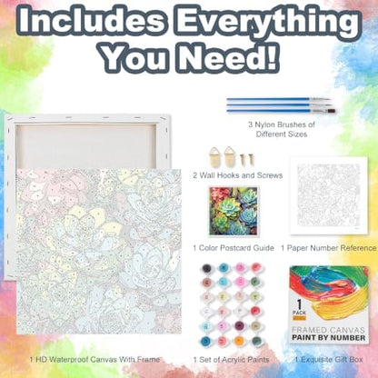 Succulents Framed Paint by Numbers Kit for Adults Beginner 10x10 inch - Image 5