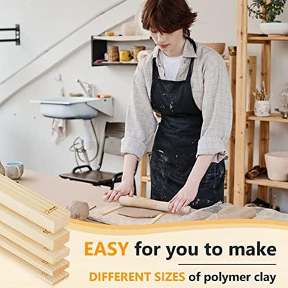 Sasylvia 10 Pcs Clay Pottery Rolling Pin Guides,5 Size,Wood Color - Image 6