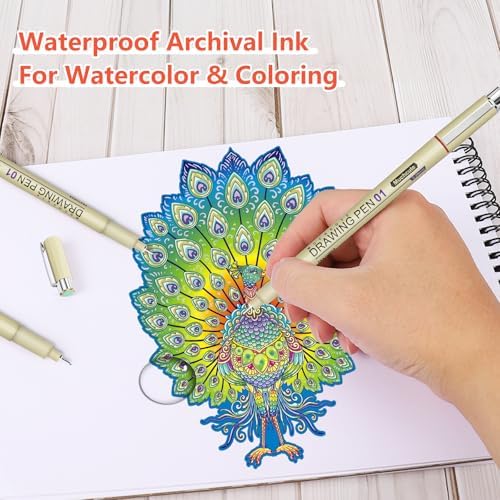 Muchcute 01 Micro Fineliner Drawing Art Pen,12 Colors 0.25mm No Bleed Bible - Image 5
