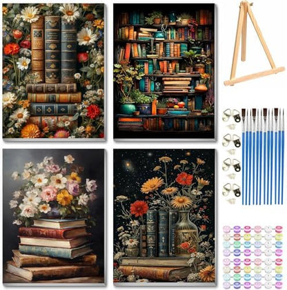 VIGEGU 4 Pack Book Paint by Numbers Kit for Adults with Frame by VIGEGU