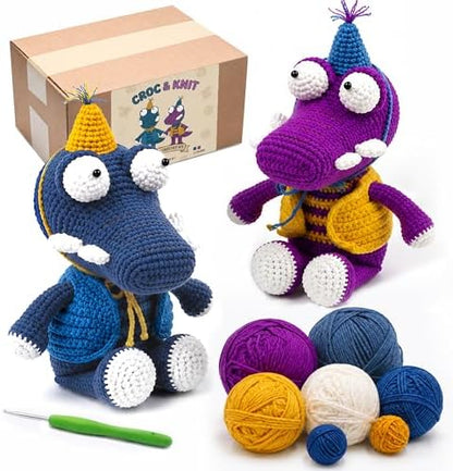 Crochet Kit for Beginners, DIY Crochet Amigurumi Craft Kit (Purple+Blue) by Unknown