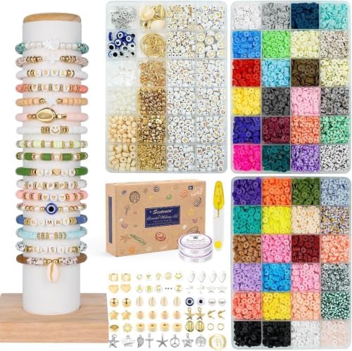 Sistenia Bracelet Making Kit, 10,000 Pcs 48 Colors Polymer Clay Beads by Sistenia