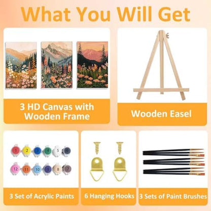 Mandun Landscape Paint by Numbers Kit for Adults, 3 Pack, 7.8x11.8 inch - Image 4
