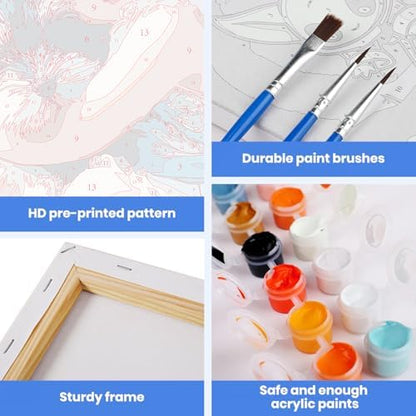 MXJSUA Girl and Dog Paint by Numbers Kit with Frame for Adults, Easy Beginners Paint by Number on Canvas with Easel, Acrylic Number Painting Craft Gifts for Home Decor, 8x12 inch - Image 4