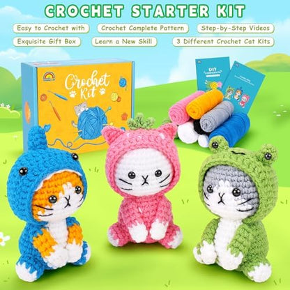 Fortuning's JDS Crochet Kit for Beginners, 3 PCS Crochet Animal Kits - Image 5