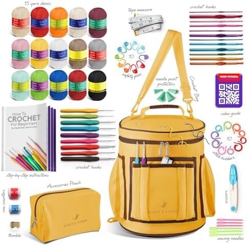 Crochet Kit for Beginners Adults and Kids - Beginner Crochet Kit for Adults with Step-by-Step Video Tutorials, Amigurumi and Crocheting Kit, Crochet Starter Kit with Soft Crochet Yarn and Crochet Bag - Image 2