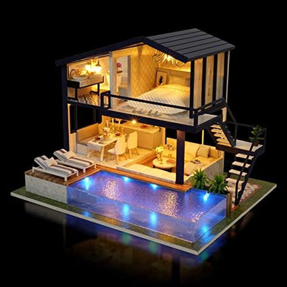 GuDoQi DIY Miniature Dollhouse Kit, Tiny House kit with Music, Miniature House Kit 1:24 Scale, Great Gift for Birthday Christmas Day, Time Apartment - Image 6