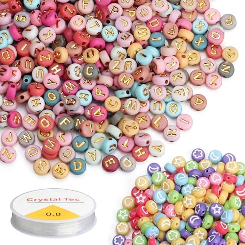 1500PCS Letter Beads, 4x7mm Alphabet Beads and Mixed-Style Beads by SUTOUG