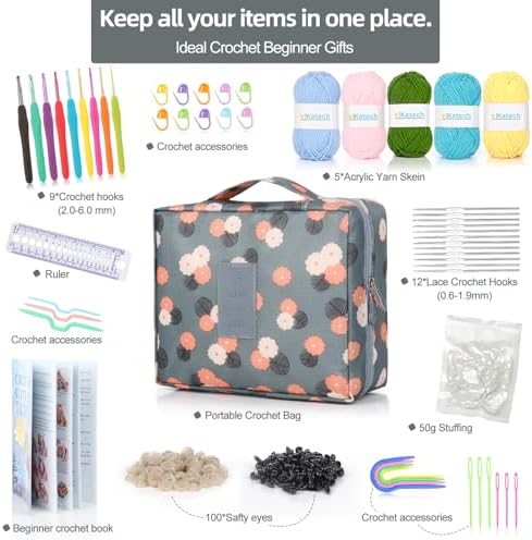 Katech Crochet Kit for Beginners-Crochet Starter Kits with Yarn w/Tutorial - Image 2