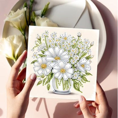 jinglinhh 6pcs Flowers in Full Bloom Diamond Art Painting Greeting Cards with Envelopes, DIY Card Making Kits for Adults, Diamond Art Postcards Christmas Cards Craft Gifts - Image 7