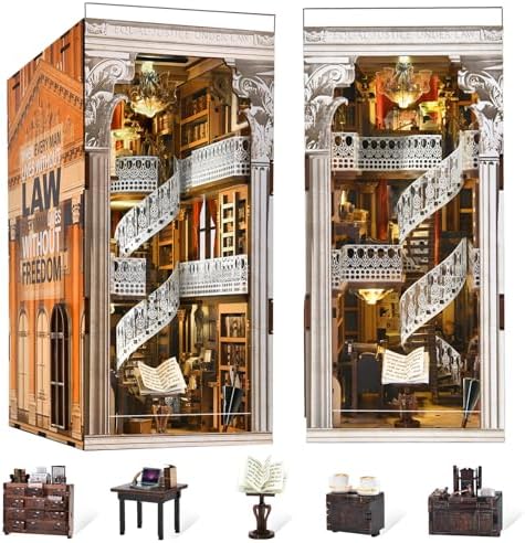MiniCity Book Nook Kit, DIY Miniature Dollhouse Booknook Kit with Led Light and Dust Cover (Law Library) by MiniCity