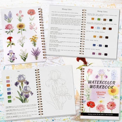 Landhoow Flower Watercolor Workbooks, Water Coloring Book for Adult Beginners 14 Floral Designs Friendly Painting Arts Crafts Exploration Gifts for Birthday Back to School - Image 4