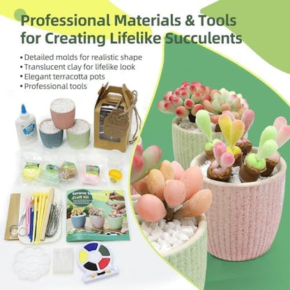 Microland Crafts for Teens Succulents Flower Making Kit, Teen Crafts Air Dry Clay Kit for Girls 14-16, Adults Art Therapy Project, DIY Creative Gifts for Women Teen Girls Artist Crafters Gifts for Mom - Image 2
