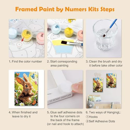 MOGTAA Easter Bunny Paint by Numbers Kit for Adults Beginners with Frame, Butterfly Adult Paint by Number Kits on Canvas with Easel, Easy DIY Flowers Oil Painting Kits for Home Decor, 8x12in - Image 6