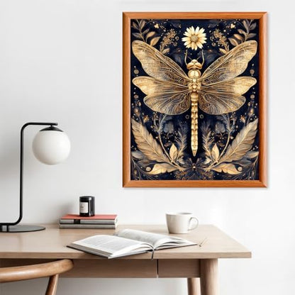 Lxmsja Dragonfly Paint by Numbers Kit for Adults, Vintage Leaves Acrylic Paint by Numbers for Adults Beginner, DIY Craft Supplies Oil Painting Kits for Home Wall Decor 16x20 inch (No Frame) - Image 3