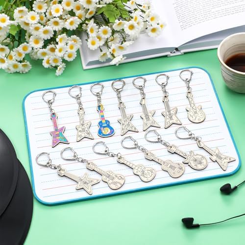 RattanView 24 Pcs Guitar Craft Keychains DIY Keychain, 12 Styles - Image 4