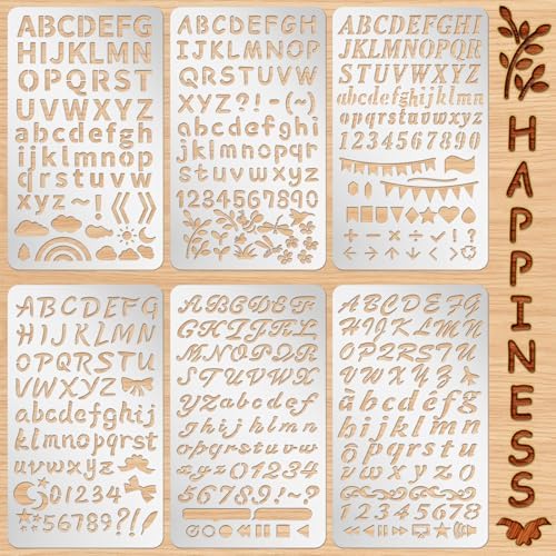 Lewtemi 6 Pcs Metal Wood Burning Stencils, Letter Style Letters Numbers by Lewtemi