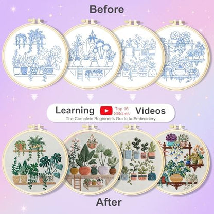Huacan Embroidery Kit for Adults Beginners with 4 Hoops & Gift Box - Image 3