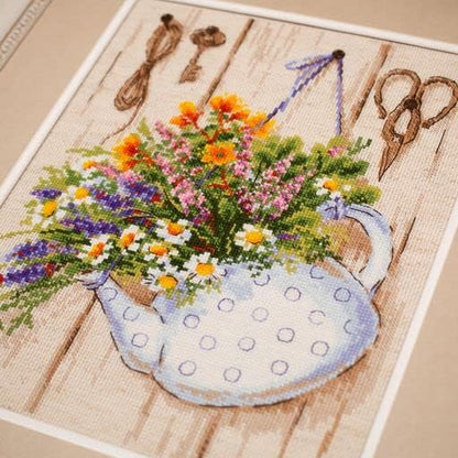 RIOLIS - Summer Tea 2020, Cross Stitch Kits 9½"x11¾, Cross Stitch Kits for Adults, Counted Cross Stitch Kits, Embroidery Kit for Beginners & Advanced, Floral Crossstitching Kits