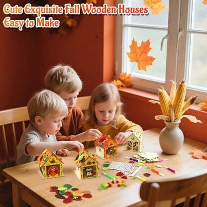 Fall Thanksgiving Crafts Wooden House for Adults, Painting Arts Kit Decor - Image 4