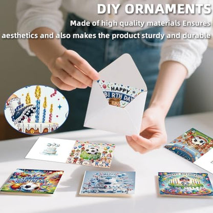 6Pcs 5D DIY Football Pattern Diamond Art Congratulations Greeting Card Kit with Envelopes - for Adults, Beginners, Football Lovers & Sports Fans, Ideal for Graduation, Promotion, Game Day Gifts & Part - Image 6