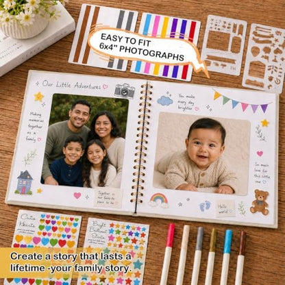Cvochtty Scrapbook Album 40 Pages with DIY Kits, Craft Paper Photo Album, Cream-White Linen Cover Scrapbooking for 2x3 3x5 4x6 5x7 Pictures, Memory Book for Wedding Baby Family Birthday - Image 6