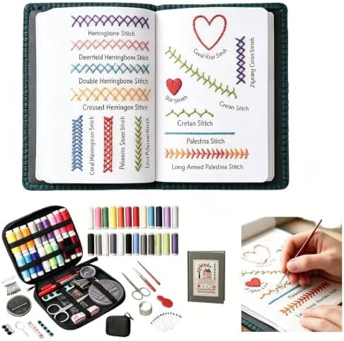 ARTACE Embroidery Stitch Book Kit for Beginners, Cross Stitch Starter Kit with Practice Book, DIY Craft Embroidery Patterns for Adults, Stitch Sampler Book by Unknown