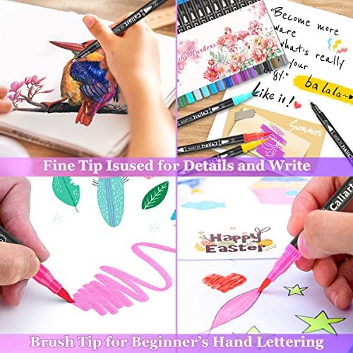 Caliart 34 Double Tip Brush Pens Art Markers for Adult Coloring Books - Image 6
