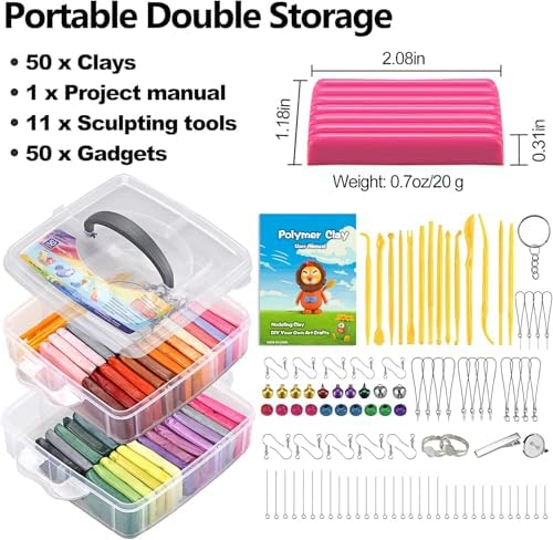 CiaraQ 50-Color Polymer Clay Oven Bake Modeling Kit - Image 2